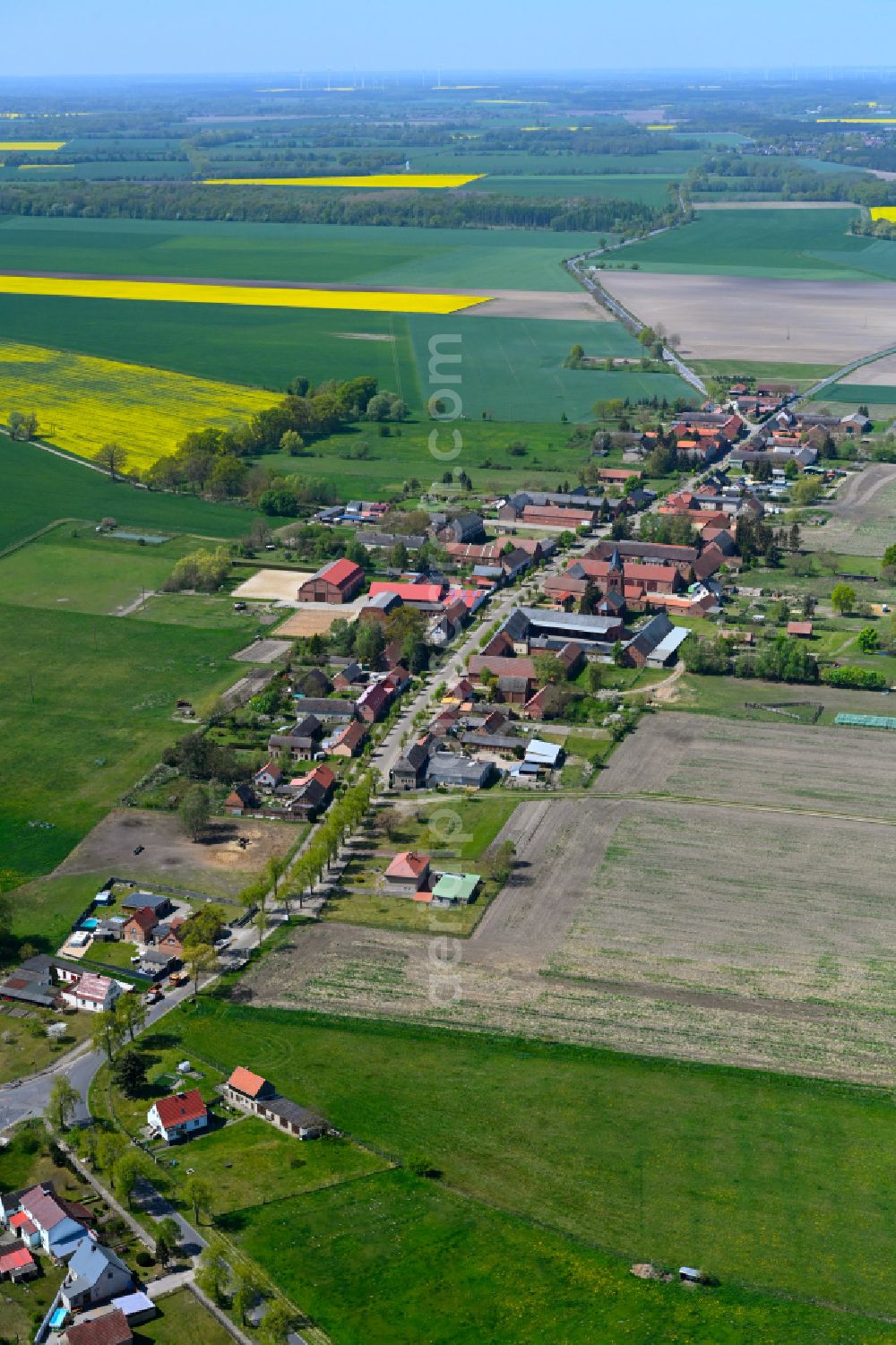 Aerial image Boock - Agricultural land and field boundaries surround the settlement area of the village in Boock in the state Saxony-Anhalt, Germany