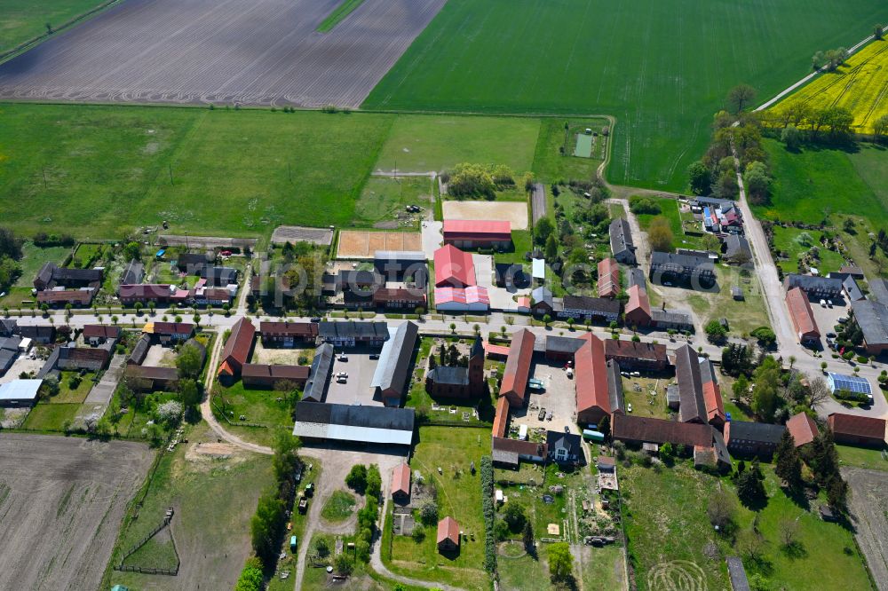 Aerial image Boock - Agricultural land and field boundaries surround the settlement area of the village in Boock in the state Saxony-Anhalt, Germany