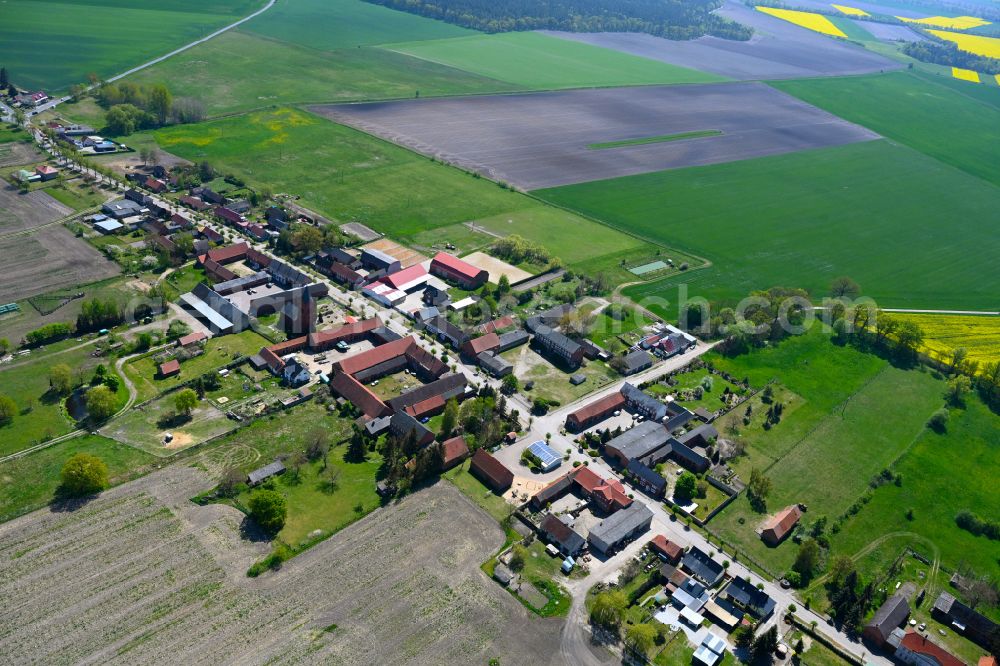 Aerial image Boock - Agricultural land and field boundaries surround the settlement area of the village in Boock in the state Saxony-Anhalt, Germany