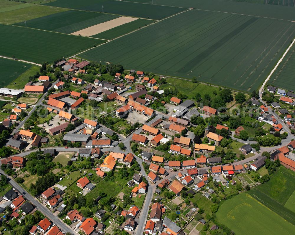 Aerial image Bredelem - Agricultural land and field boundaries surround the settlement area of the village in Bredelem in the state Lower Saxony, Germany