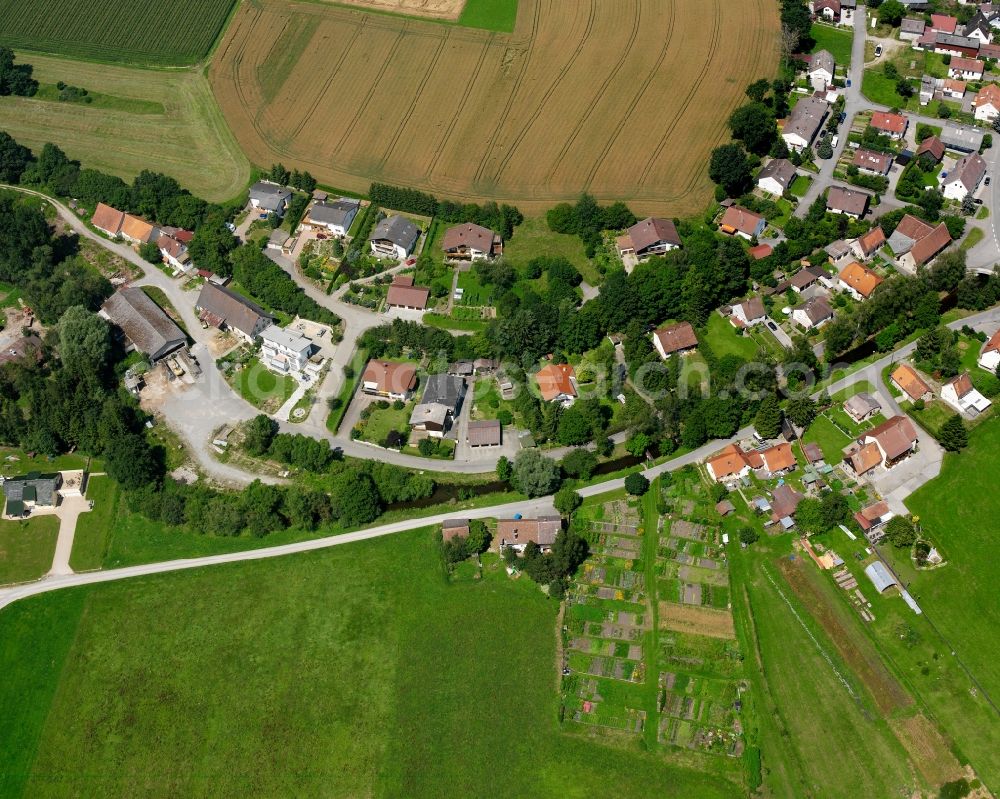 Aerial image Bremen - Agricultural land and field boundaries surround the settlement area of the village in Bremen in the state Baden-Wuerttemberg, Germany