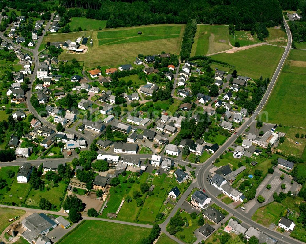 Aerial image Bruchweiler - Agricultural land and field boundaries surround the settlement area of the village in Bruchweiler in the state Rhineland-Palatinate, Germany