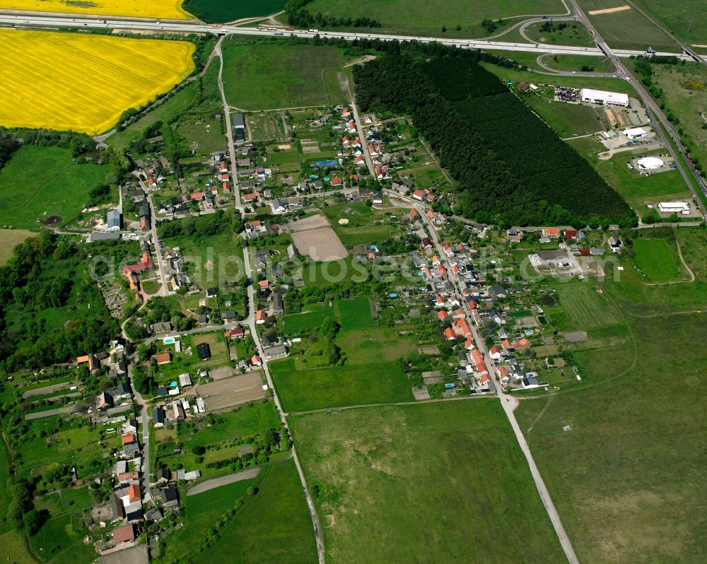 Aerial image Buro - Agricultural land and field boundaries surround the settlement area of the village in Buro in the state Saxony-Anhalt, Germany