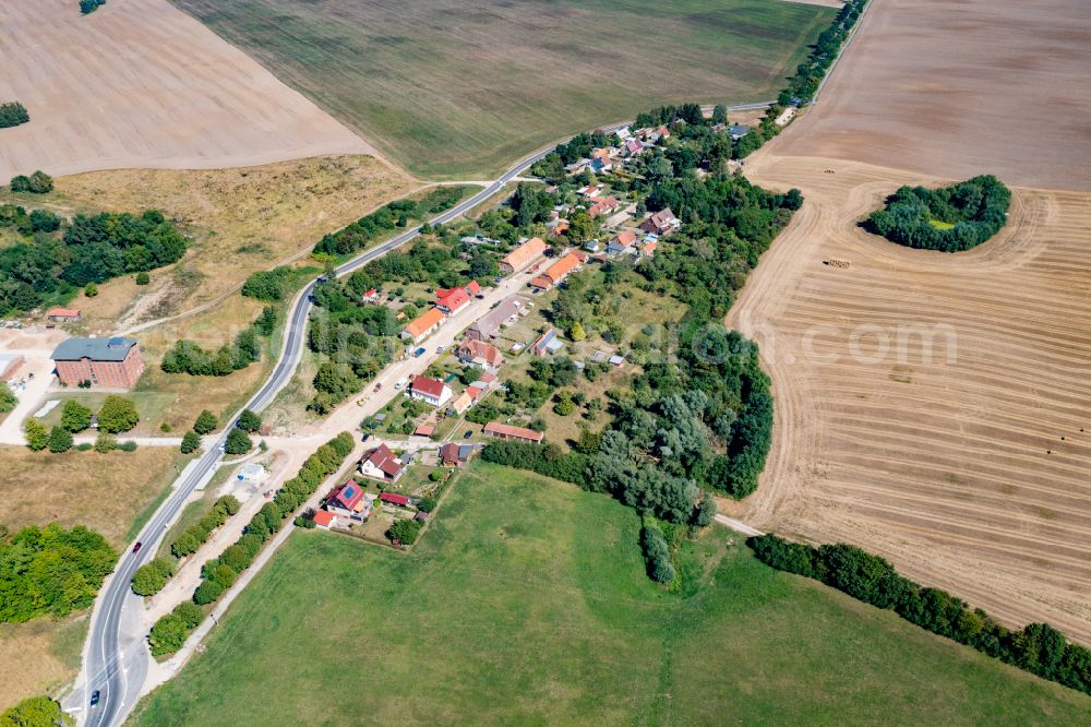 Aerial image Christinenfeld - Agricultural land and field boundaries surround the settlement area of the village in Christinenfeld in the state Mecklenburg - Western Pomerania, Germany