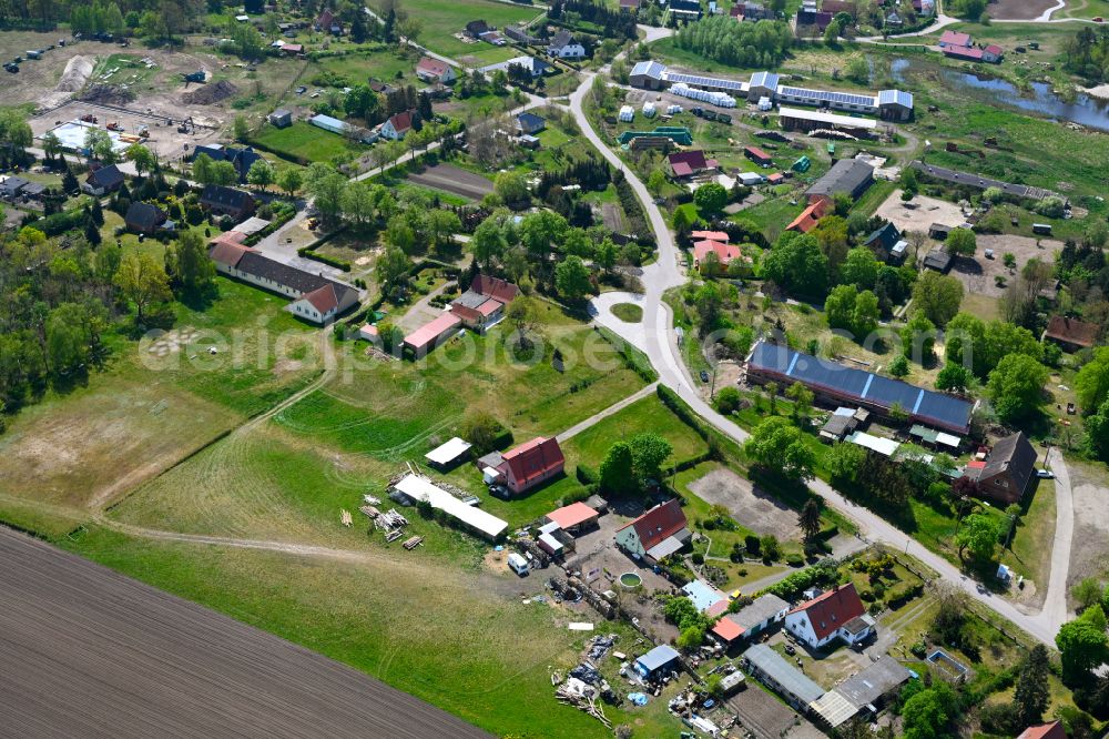 Aerial image Damerow - Agricultural land and field boundaries surround the settlement area of the village in Damerow in the state Saxony-Anhalt, Germany