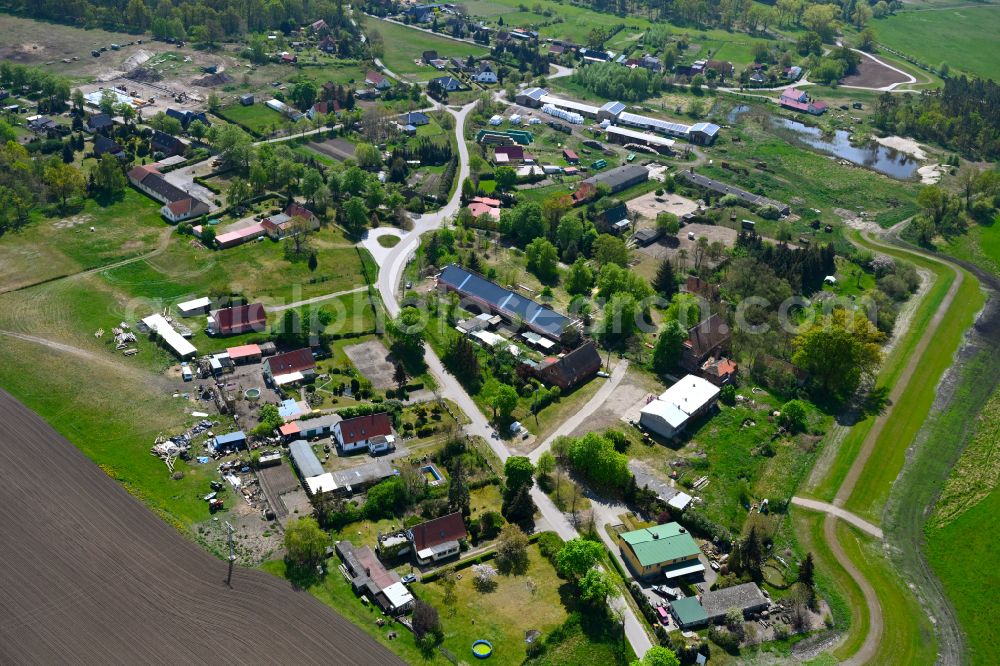 Aerial photograph Damerow - Agricultural land and field boundaries surround the settlement area of the village in Damerow in the state Saxony-Anhalt, Germany