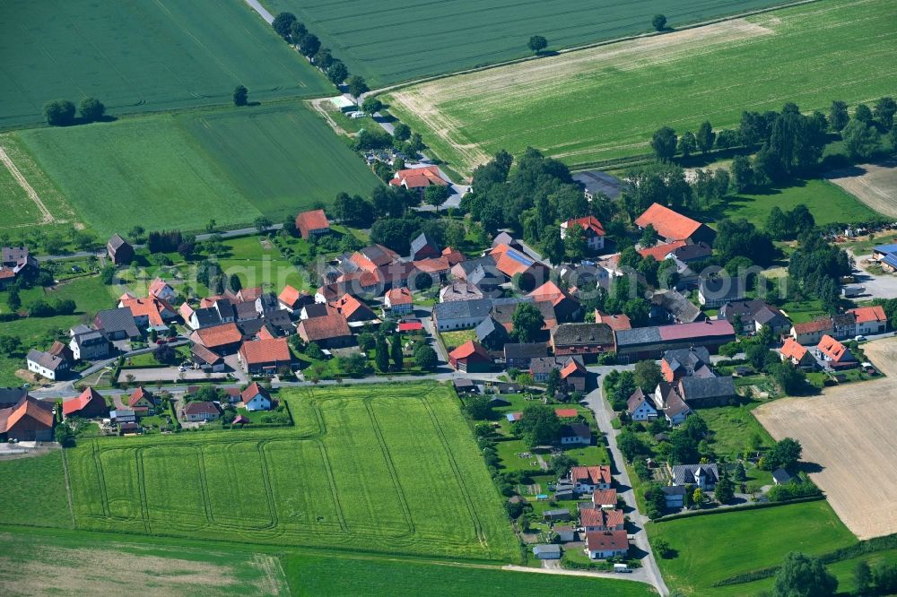 Aerial image Deitersen - Agricultural land and field boundaries surround the settlement area of the village in Deitersen in the state Lower Saxony, Germany