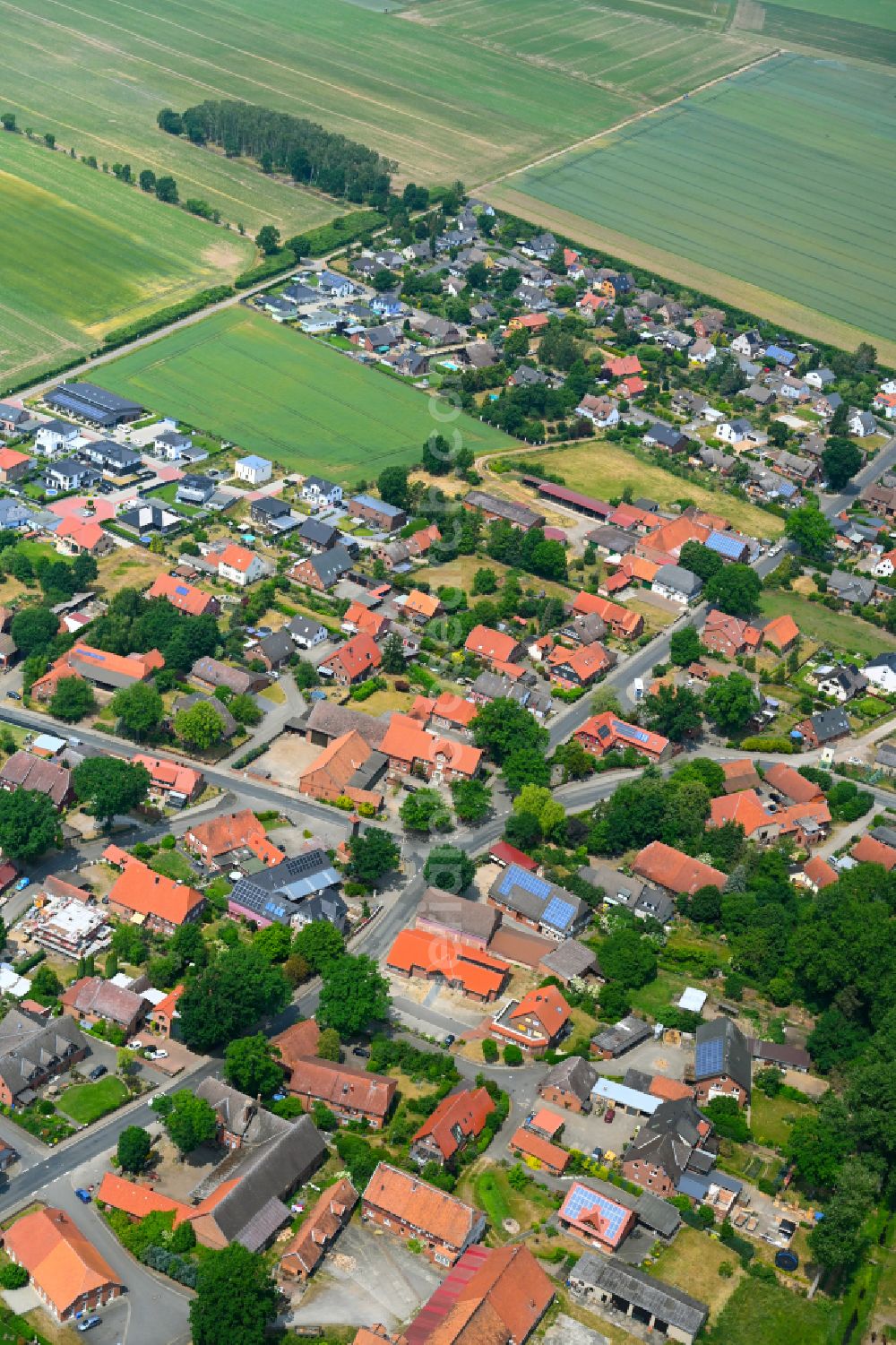 Aerial image Didderse - Agricultural land and field boundaries surround the settlement area of the village in Didderse in the state Lower Saxony, Germany