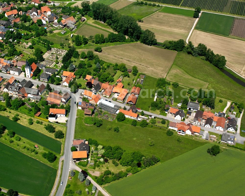 Aerial photograph Diersheim - Agricultural land and field boundaries surround the settlement area of the village in Diersheim in the state Baden-Wuerttemberg, Germany