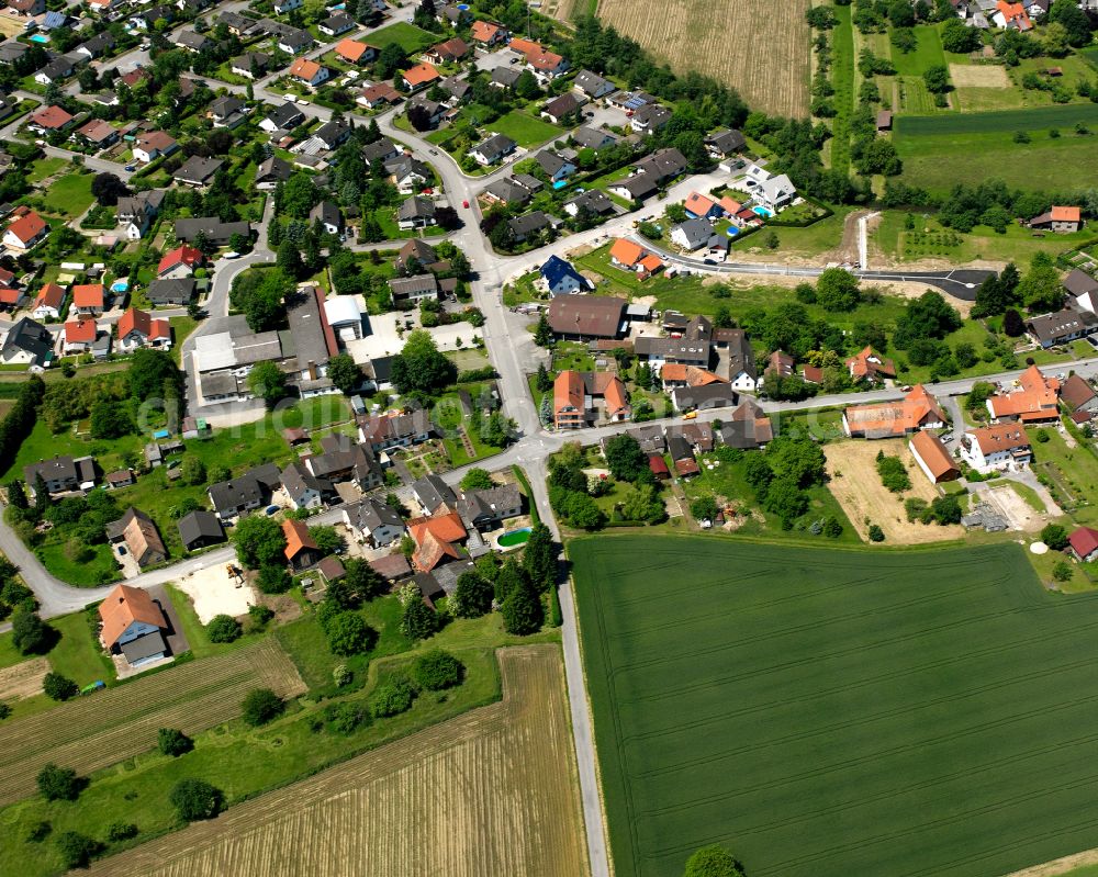 Aerial image Diersheim - Agricultural land and field boundaries surround the settlement area of the village in Diersheim in the state Baden-Wuerttemberg, Germany