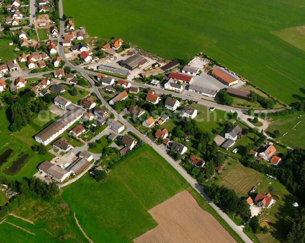 Aerial image Dorfkemmathen - Agricultural land and field boundaries surround the settlement area of the village in Dorfkemmathen in the state Bavaria, Germany