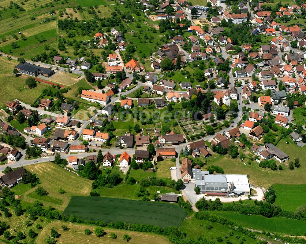 Aerial photograph Egenhausen - Agricultural land and field boundaries surround the settlement area of the village in Egenhausen in the state Baden-Wuerttemberg, Germany