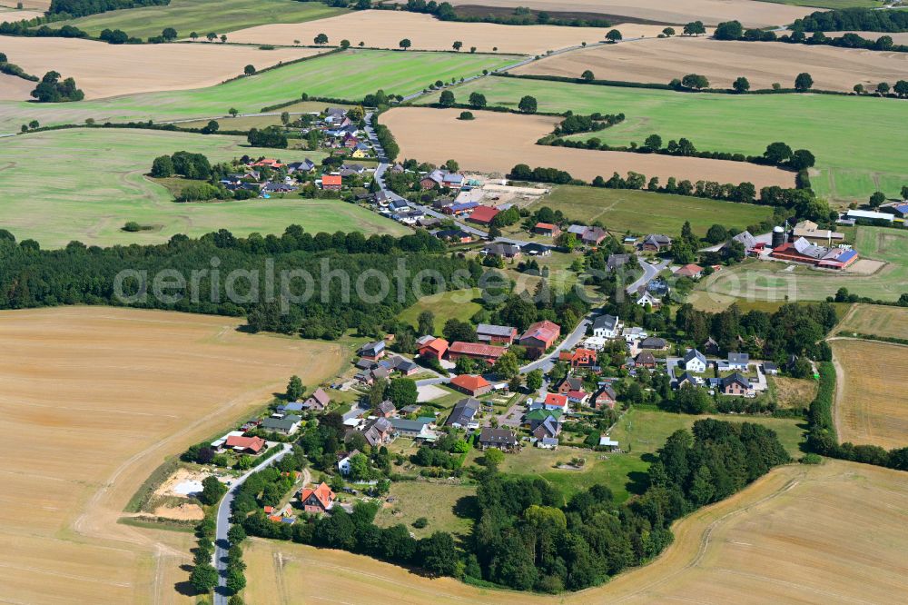 Eilsdorf from the bird's eye view: Agricultural land and field boundaries surround the settlement area of the village in Eilsdorf in the state Schleswig-Holstein, Germany