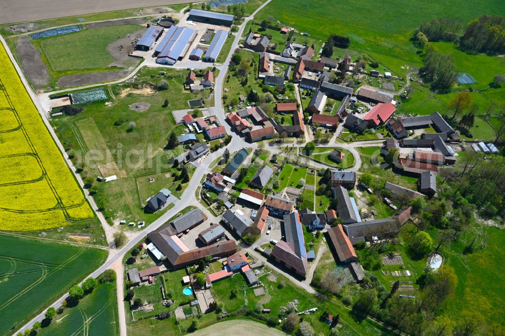 Aerial image Fahrendorf - Agricultural land and field boundaries surround the settlement area of the village in Fahrendorf in the state Saxony-Anhalt, Germany