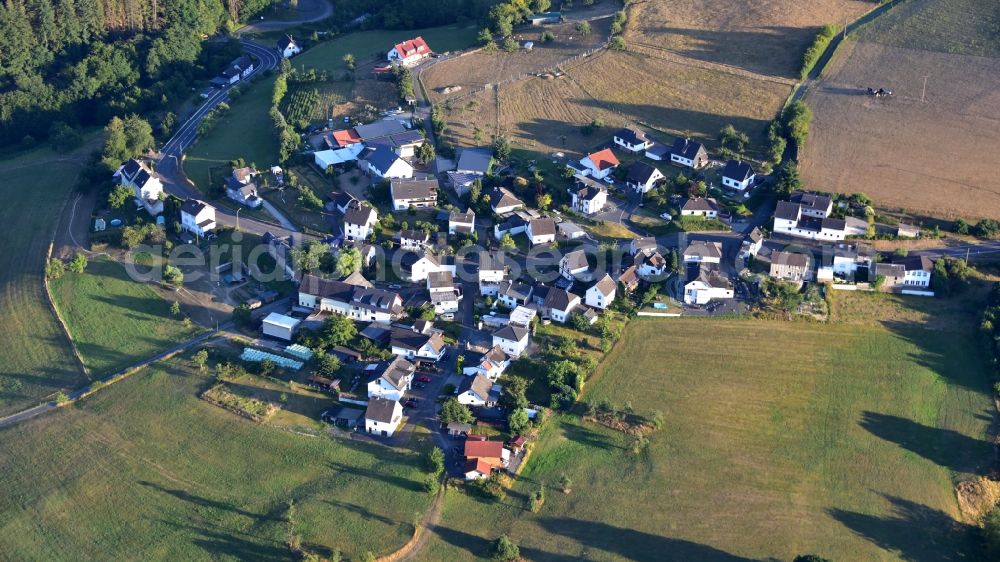 Aerial photograph Frorath - Agricultural land and field boundaries surround the settlement area of the village in Frorath in the state Rhineland-Palatinate, Germany