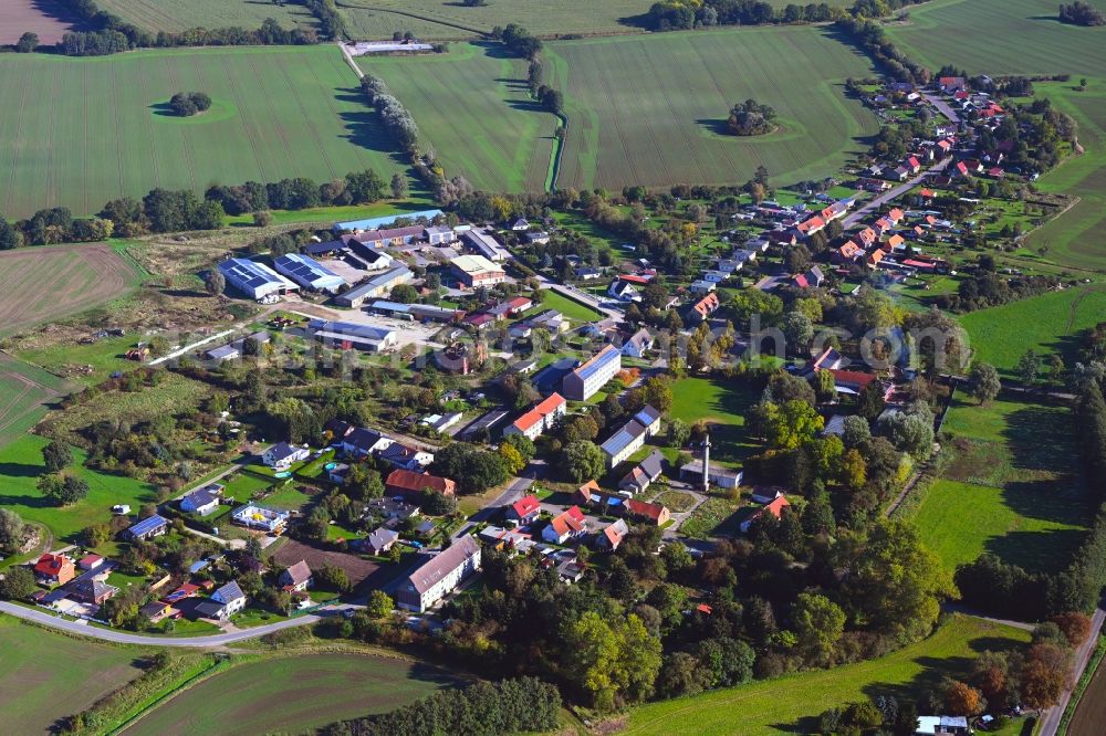 Aerial image Gerdshagen - Agricultural land and field boundaries surround the settlement area of the village in Gerdshagen in the state Brandenburg, Germany