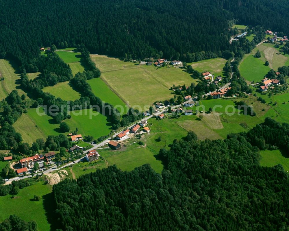 Aerial image Glashütt - Agricultural land and field boundaries surround the settlement area of the village in Glashütt in the state Bavaria, Germany