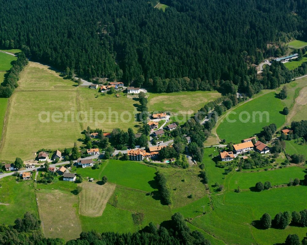 Aerial photograph Glashütt - Agricultural land and field boundaries surround the settlement area of the village in Glashütt in the state Bavaria, Germany