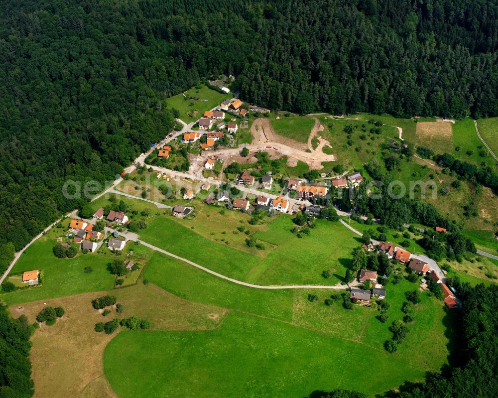 Aerial image Greuthof - Agricultural land and field boundaries surround the settlement area of the village in Greuthof in the state Baden-Wuerttemberg, Germany