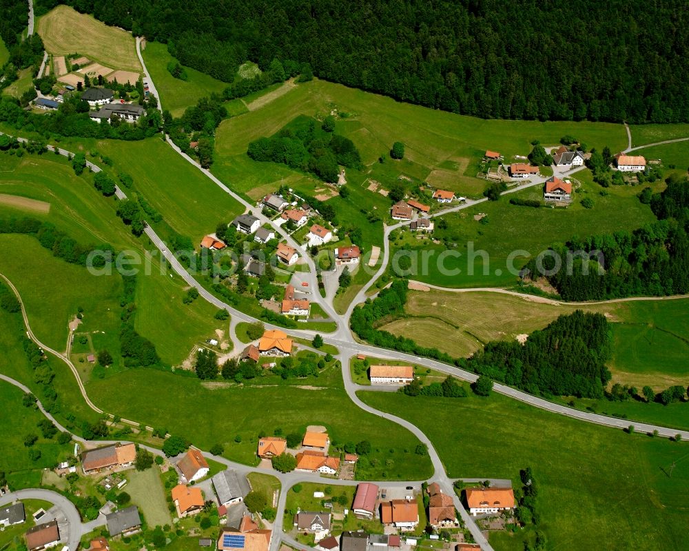 Görwihl from the bird's eye view: Agricultural land and field boundaries surround the settlement area of the village in Görwihl in the state Baden-Wuerttemberg, Germany