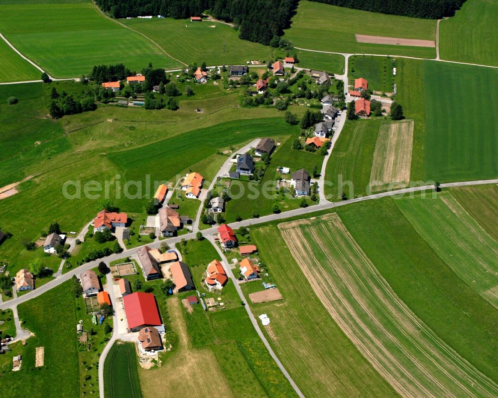 Aerial image Görwihl - Agricultural land and field boundaries surround the settlement area of the village in Görwihl in the state Baden-Wuerttemberg, Germany