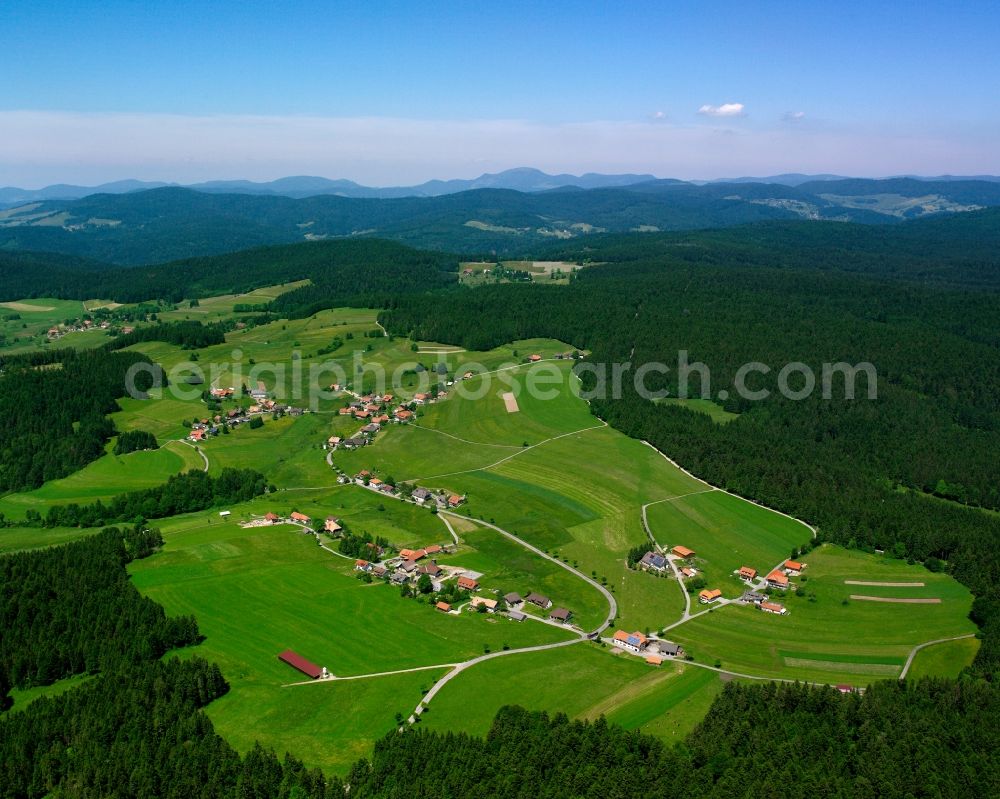 Aerial photograph Görwihl - Agricultural land and field boundaries surround the settlement area of the village in Görwihl in the state Baden-Wuerttemberg, Germany