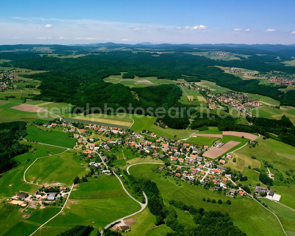 Aerial image Görwihl - Agricultural land and field boundaries surround the settlement area of the village in Görwihl in the state Baden-Wuerttemberg, Germany