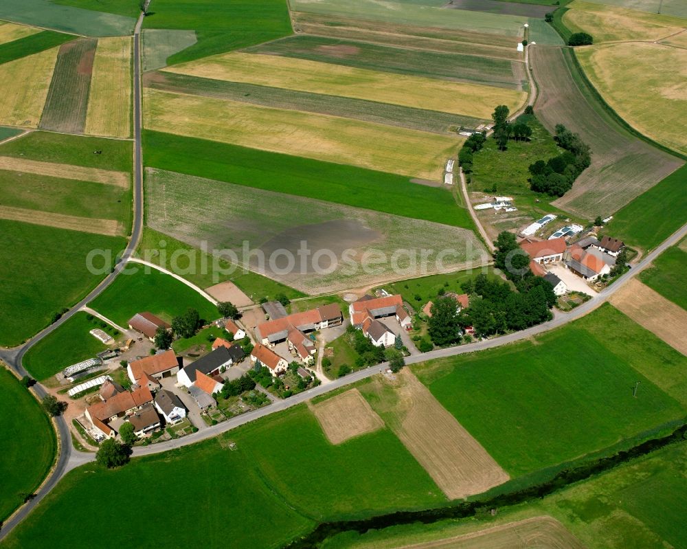 Aerial photograph Haag - Agricultural land and field boundaries surround the settlement area of the village in Haag in the state Bavaria, Germany