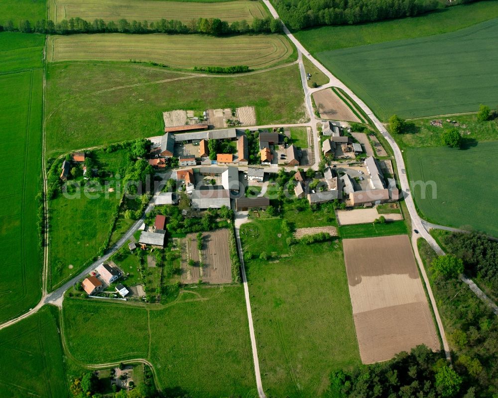 Aerial photograph Hagendorf - Agricultural land and field boundaries surround the settlement area of the village in Hagendorf in the state Saxony-Anhalt, Germany