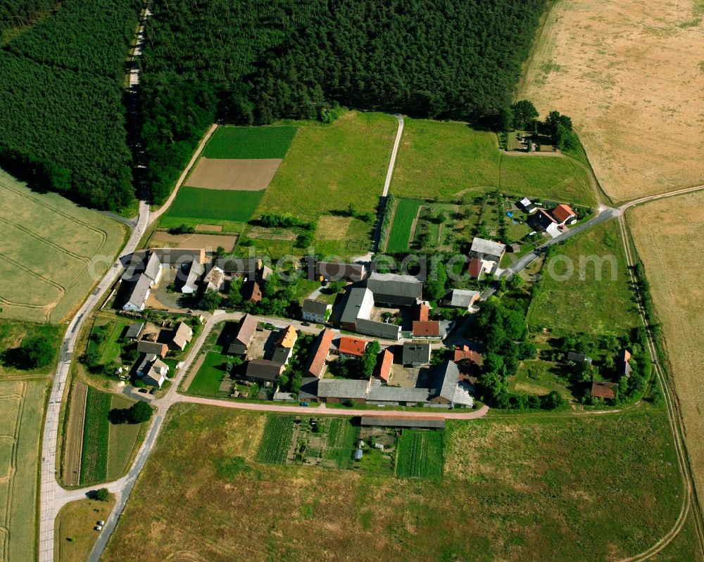 Aerial photograph Hagendorf - Agricultural land and field boundaries surround the settlement area of the village in Hagendorf in the state Saxony-Anhalt, Germany