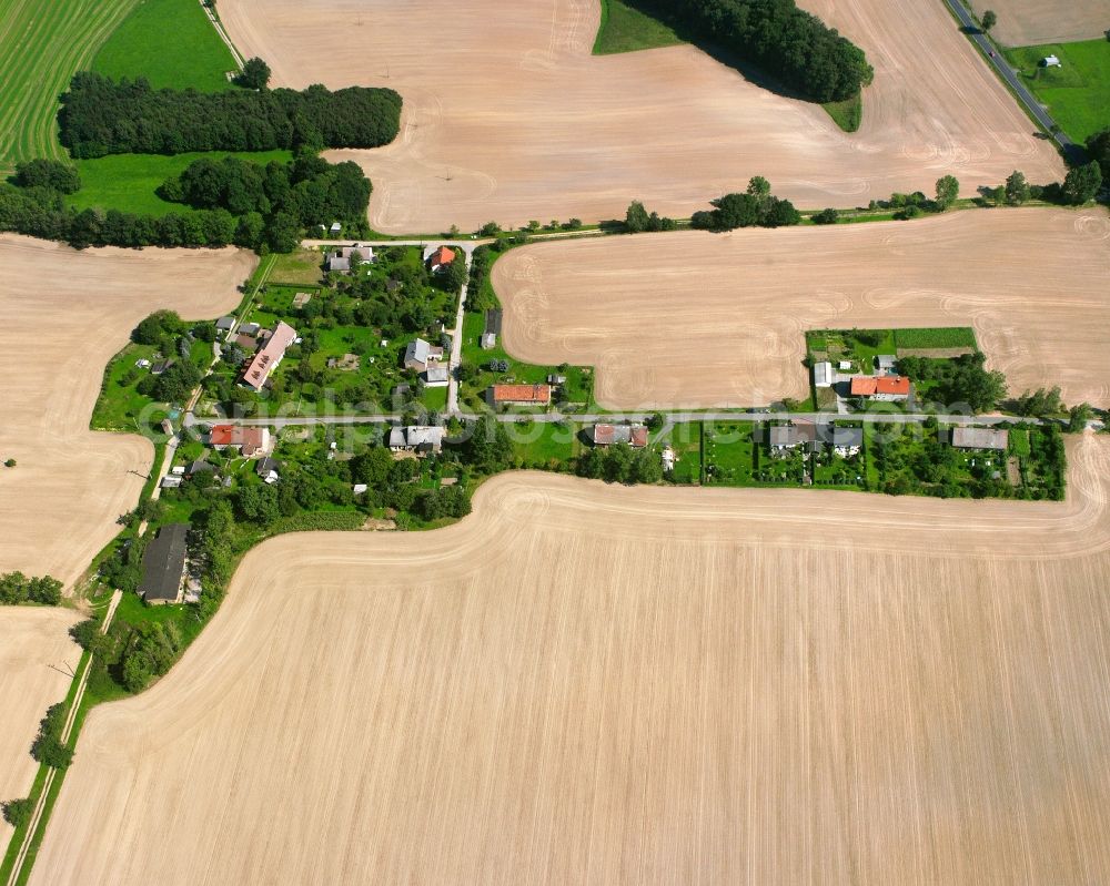 Aerial photograph Haide - Agricultural land and field boundaries surround the settlement area of the village in Haide in the state Saxony, Germany