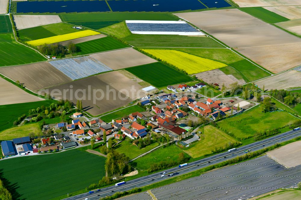 Aerial image Haidt - Agricultural land and field boundaries surround the settlement area of the village in Haidt in the state Bavaria, Germany