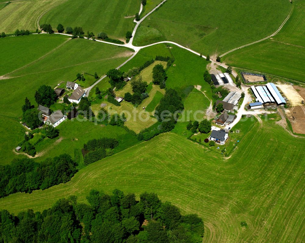 Aerial image Halver - Agricultural land and field boundaries surround the settlement area of the village in Halver in the state North Rhine-Westphalia, Germany