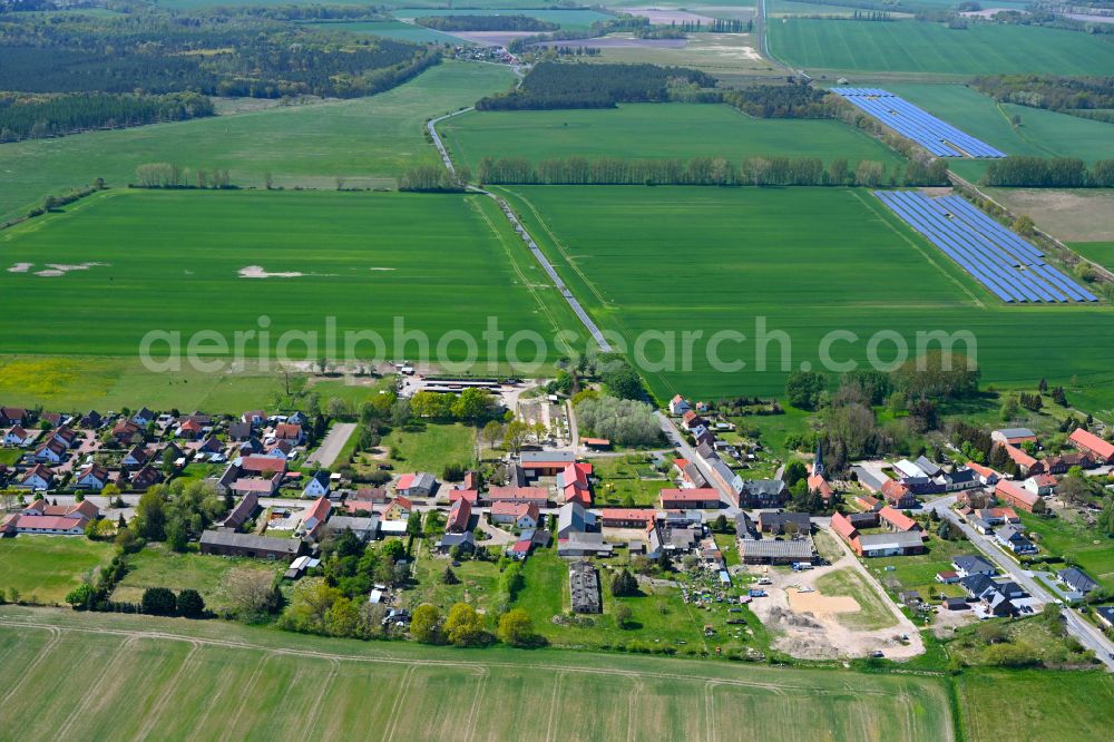 Aerial photograph Hassel - Agricultural land and field boundaries surround the settlement area of the village in Hassel in the state Saxony-Anhalt, Germany