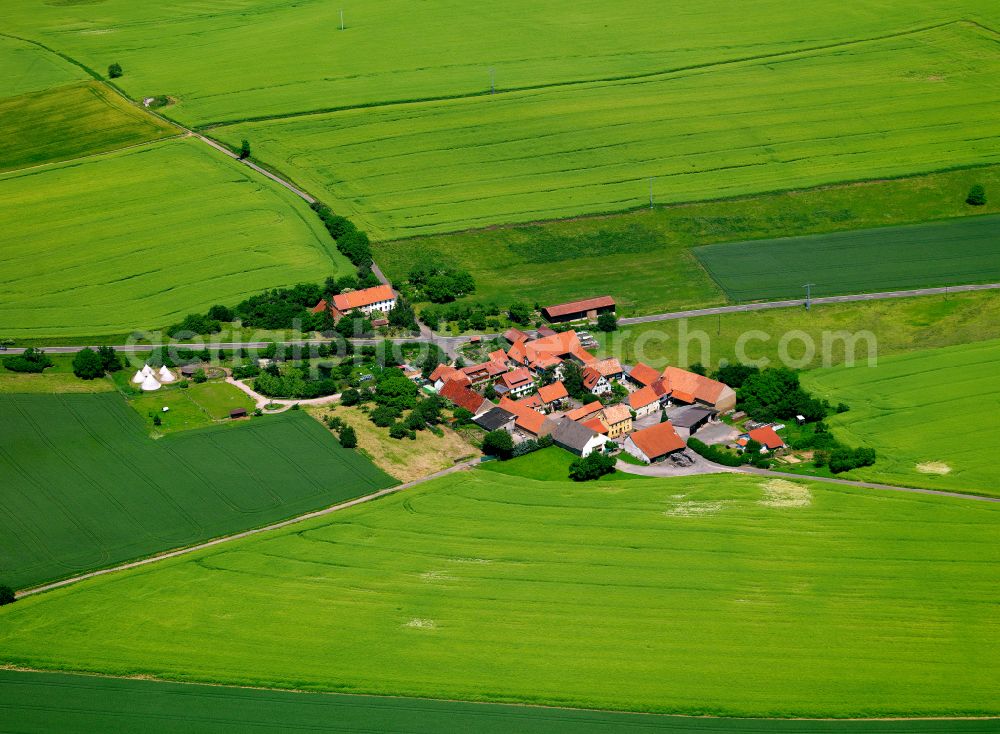 Aerial photograph Hengstbacherhof - Agricultural land and field boundaries surround the settlement area of the village in Hengstbacherhof in the state Rhineland-Palatinate, Germany