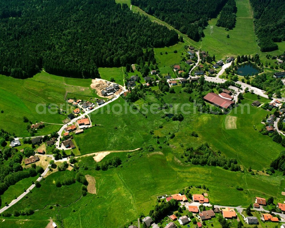 Aerial photograph Herrischried - Agricultural land and field boundaries surround the settlement area of the village in Herrischried in the state Baden-Wuerttemberg, Germany