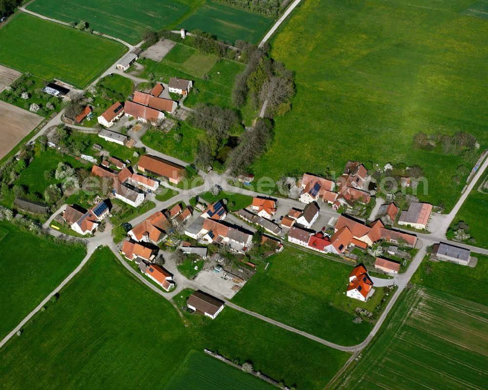 Hinterholz from the bird's eye view: Agricultural land and field boundaries surround the settlement area of the village in Hinterholz in the state Bavaria, Germany