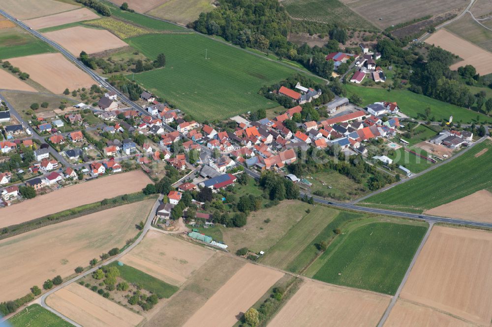 Aerial photograph Höllrich - Agricultural land and field boundaries surround the settlement area of the village in Höllrich in the state Bavaria, Germany