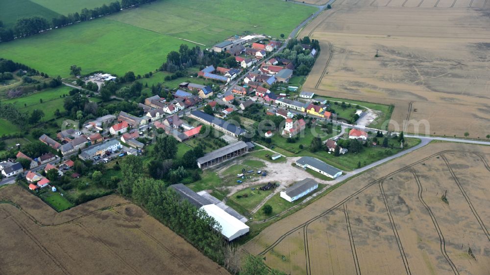 Aerial image Hohenlepte - Agricultural land and field boundaries surround the settlement area of the village in Hohenlepte in the state Saxony-Anhalt, Germany