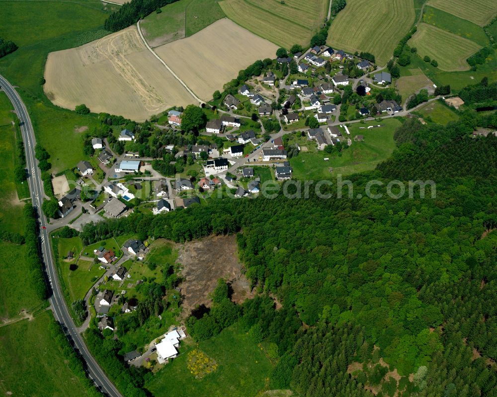 Aerial image Hösinghausen - Agricultural land and field boundaries surround the settlement area of the village in Hösinghausen in the state North Rhine-Westphalia, Germany