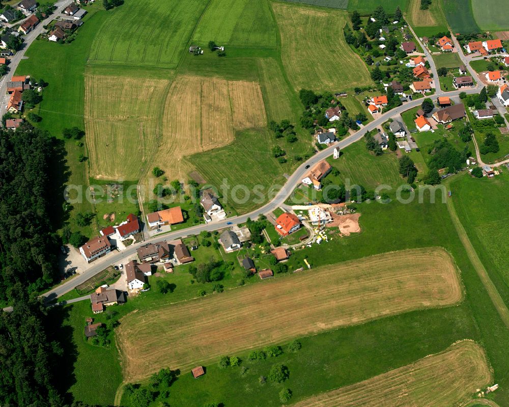 Aerial image Igelsloch - Agricultural land and field boundaries surround the settlement area of the village in Igelsloch in the state Baden-Wuerttemberg, Germany