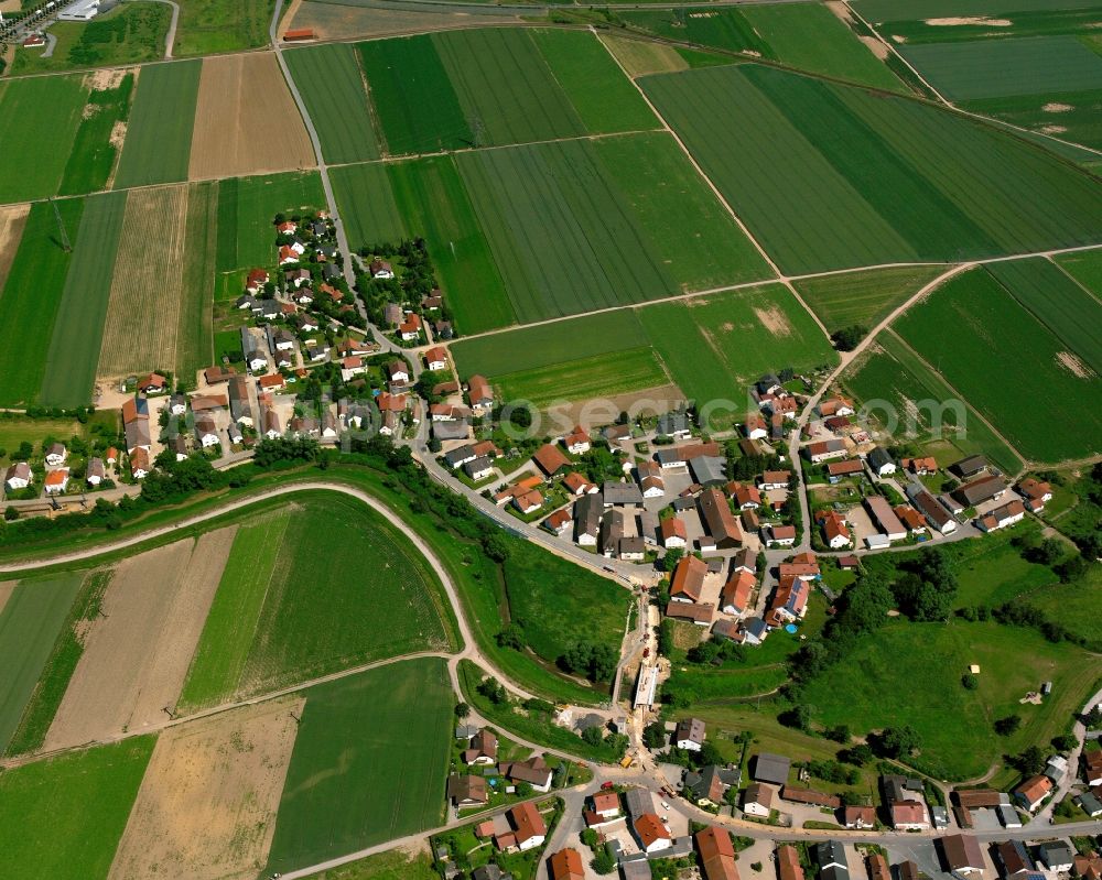 Aerial image Ittling - Agricultural land and field boundaries surround the settlement area of the village in Ittling in the state Bavaria, Germany