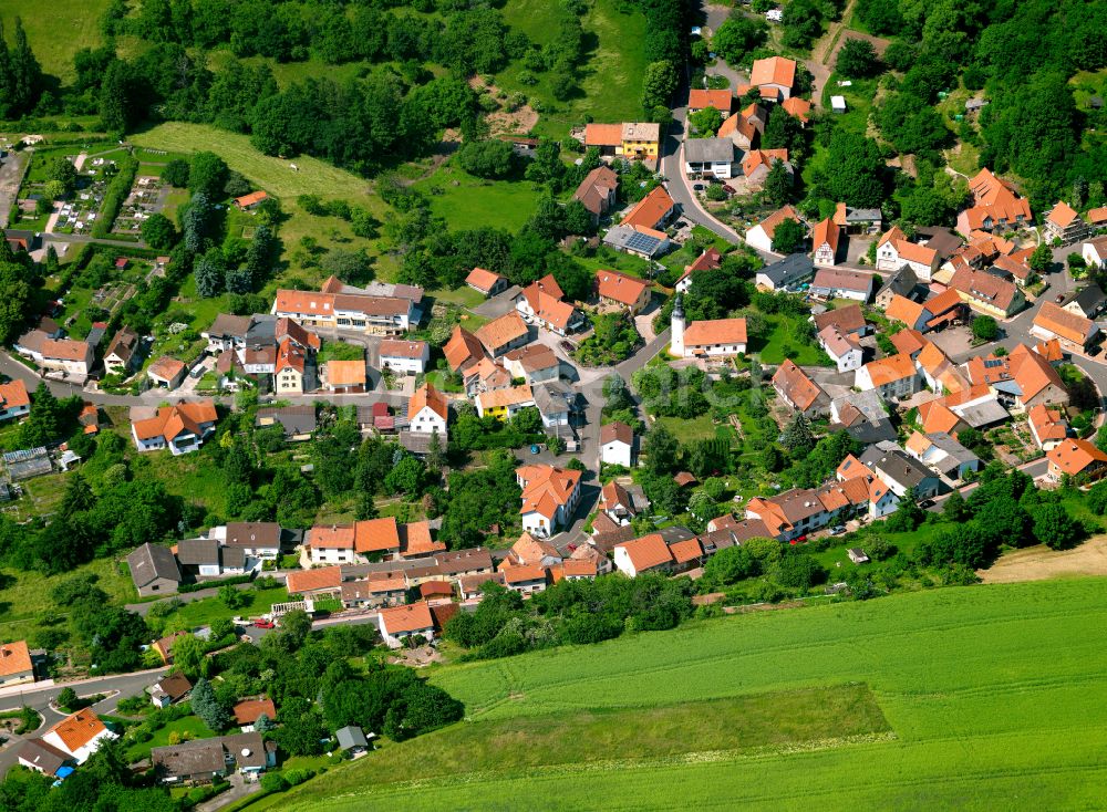 Aerial image Jakobsweiler - Agricultural land and field boundaries surround the settlement area of the village in Jakobsweiler in the state Rhineland-Palatinate, Germany