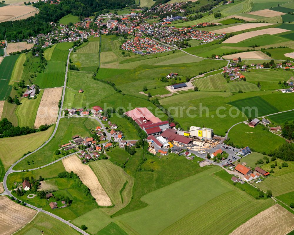 Aerial photograph Kappel - Agricultural land and field boundaries surround the settlement area of the village in Kappel in the state Baden-Wuerttemberg, Germany