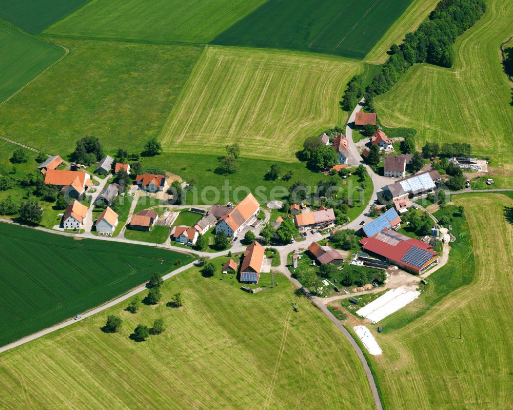 Aerial image Kemnat - Agricultural land and field boundaries surround the settlement area of the village in Kemnat in the state Baden-Wuerttemberg, Germany