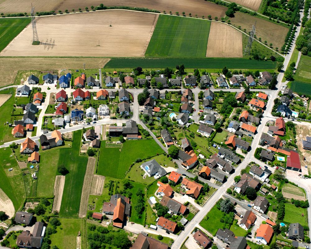 Kittersburg from the bird's eye view: Agricultural land and field boundaries surround the settlement area of the village in Kittersburg in the state Baden-Wuerttemberg, Germany