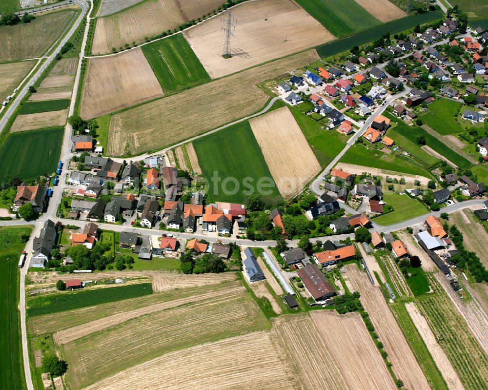 Aerial image Kittersburg - Agricultural land and field boundaries surround the settlement area of the village in Kittersburg in the state Baden-Wuerttemberg, Germany