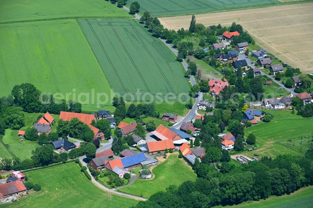 Aerial photograph Klein Holtensen - Agricultural land and field boundaries surround the settlement area of the village in Klein Holtensen in the state Lower Saxony, Germany