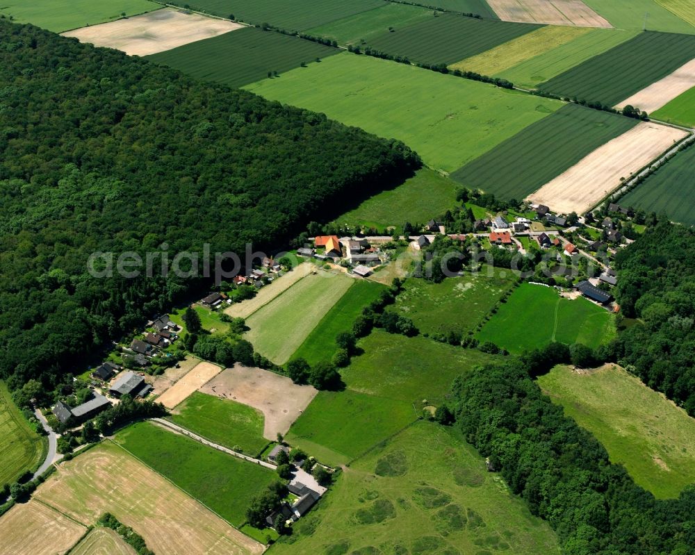 Aerial photograph Kleinschretstaken - Agricultural land and field boundaries surround the settlement area of the village in Kleinschretstaken in the state Schleswig-Holstein, Germany