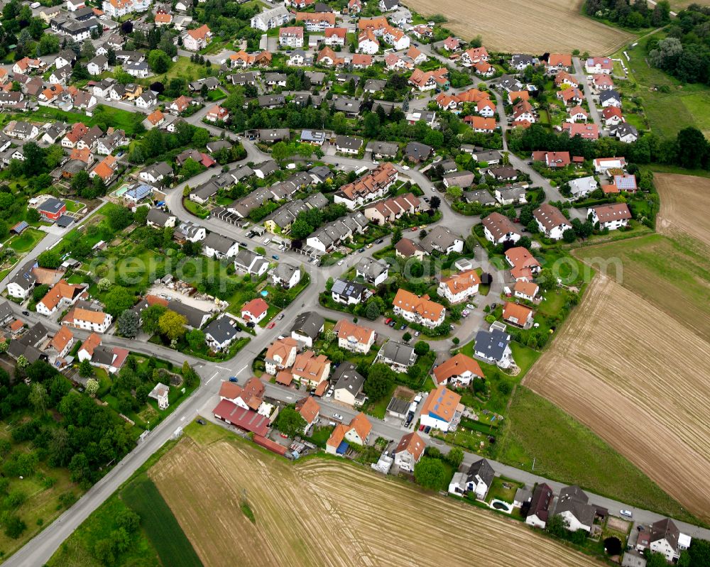 Aerial photograph Kork - Agricultural land and field boundaries surround the settlement area of the village in Kork in the state Baden-Wuerttemberg, Germany